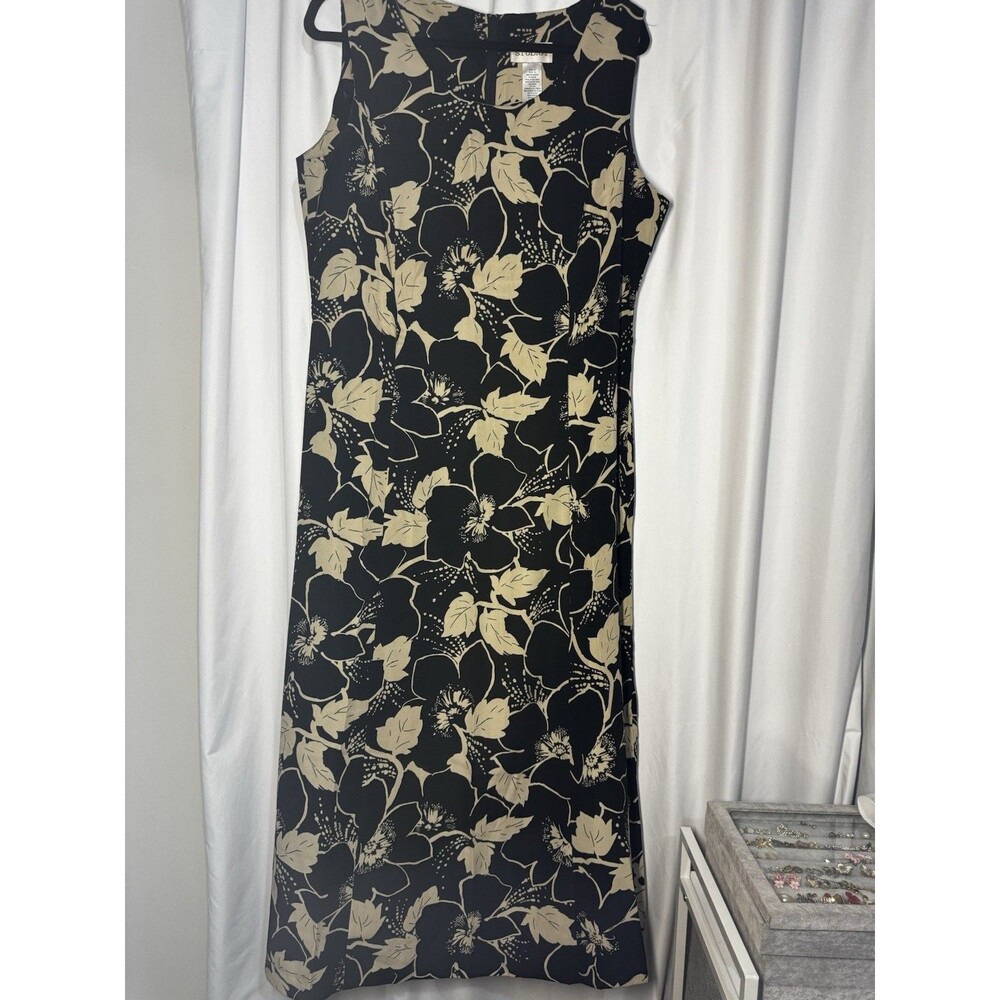 Studio I Womens Black Tan Floral Sleeveless Maxi Dress Size 16 Style 40531